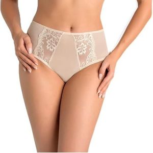 Teyli Ondergoed voor dames, met mesh-shorts - slips damesondergoed - damesondergoed panty's dames slips versierd met kant, beige, XL