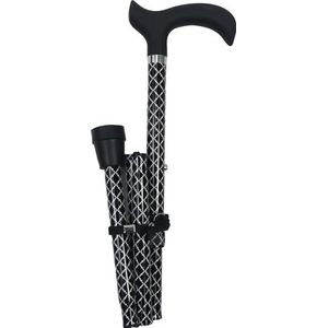 Identiteiten, wandelstok, opvouwbaar ontwerp, robuust, van aluminium, licht, comfortabele handgreep, maximaal gewicht 110 kg, in hoogte verstelbaar, compact, dambordpatroon