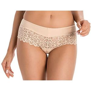 Teyli Dames Knickers Braziliaanse Slips Bloemen Kant Volledig Comfort Ademend Stretchy Slipje Eco Exclusive, Beige, 38