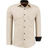J'S Fashion Herenshirt - slim-fit shirt met lange mouwen - gemakkelijk te strijken - Ecru S