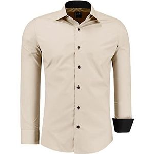 J'S Fashion Herenshirt - slim-fit shirt met lange mouwen - gemakkelijk te strijken - Ecru S