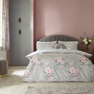 Canterbury Ooggordijn, onderhoudsvriendelijk, grijs, eenpersoonsbed