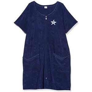 Damart Vrijetijdsjurk met ritssluiting, zacht netweefsel van badstof, 2 zakken, jurk voor dames, machinewasbaar - blauw - M