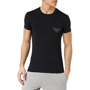 Emporio Armani Underwear Heren Rainbow Logo T-shirt, Zwart, S, zwart, S