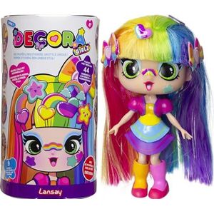DECORA GIRLZ - Decora - 1 mini-modepop + 8 verrassingen accessoires en stickers - speelgoed pop 12,7 cm om te verzamelen - voor kinderen vanaf 4 jaar - unieke stijl om te personaliseren - Lansay