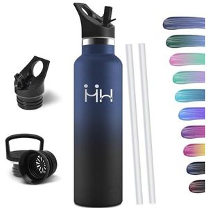 HoneyHolly Thermosfles, 1 liter, BPA-vrij, dubbelwandige thermosfles, 18/8 roestvrij staal, thermosfles voor sportschool, sport, fietsen