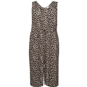Kaffe Curve Plus-Size jumpsuit voor dames, cropped lengte, mouwloos, V-hals, veer, grijs, luipaardprint, 50, Veer Gray Leo Print