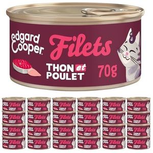 Edgard & Cooper Patée voor kittens, katten en senioren, gesteriliseerd of actieve netten, natuurlijk natvoer zonder granen, 70 g x 24 tonijn en kip, gezonde en smakelijke voeding, aanvullende maaltijd