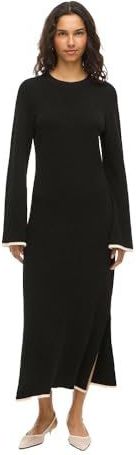 Vikerry O-hals L/S Knit Maxi Dress-Noos, zwart beauty, S