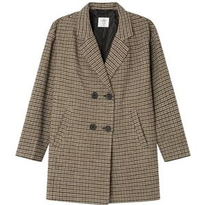 Springfield Wollen jas, geruit, bruin, maat 11-12