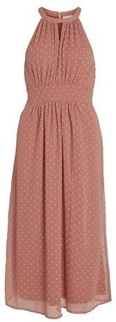 VILA - EDEE - Zomerjurk - Roestrood / Pastelrood - Mouwloos - 3/4 Lengte