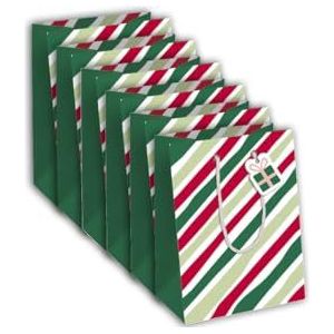 Clairefontaine X-30882-3Cpack Excellia geschenkzakjes, middelgroot, 21,5 x 10,2 x 25,3 cm, 210 g, motief: rode en groene strepen, geschenkverpakking, ideaal voor: boek, spel, kleine geschenken