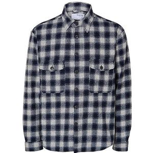 SELETED HOMME Slhloosemason-Flannel Overshirt Noos Flanel Overhemd voor heren, blauw, L