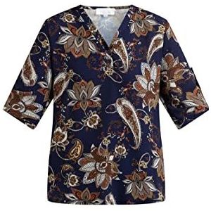 IRIDIA dames shirt blouse, Navy meerkleurig, XXL