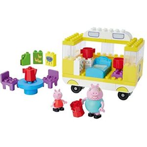 BIG 800057169 - Peppa Pig Bloxx, Campingwagen, constructieset, Big-Bloxx set bestaande uit Peppa, Papa Putz en Camper, 52 delen, voor kinderen vanaf 18 maanden,multi kleuren