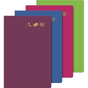 Baier & Schneider 1064669 telefoonringboek, map adressenboek, 1150 nummers, duurzame omslag in groen, roze, bordeaux, blauw gesorteerd