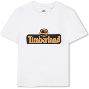 Timberland T60212 T-shirt voor jongens, Wit/Zwart, 10 Jaren
