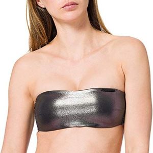 Calvin Klein Monopad Bandeau-Metallic Bikinitop voor dames, ZILVER, S