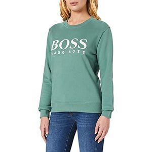 BOSS Dames C Elaboss3 sweatshirt van biologisch katoen met folie-logo-print, groen, L