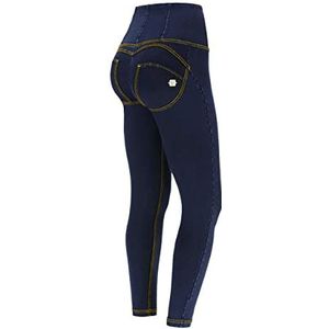 FREDDY WR.up® 7/8 superskinny, hoge taille, vormend effect, Donkere jeans met gele naden., M