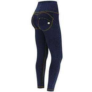 FREDDY WR.up® 7/8 superskinny, hoge taille, vormend effect, Donkere jeans met gele naden., M