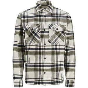 JACK & JONES Heren Jprroy Check Overshirt L/S Sn Vrijetijdshemd, Cloud Dancer/Checks: Comfort Fit, XXL