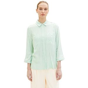 TOM TAILOR Dames blouse 1035257, 31202 - Green White Stripe Woven, 42