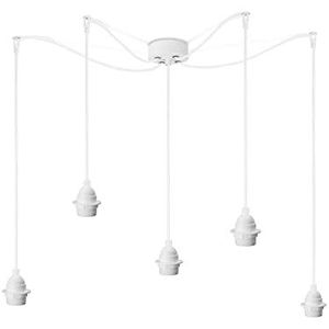 Sotto Luce Bi Kage minimalistische hanglamp - wit - thermoplast - 1,5 m stofkabel - witte stalen plafondroos - 5 x E27 lamphouders