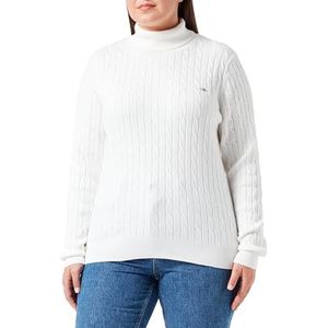 GANT Dames Stretch Cotton Cable Turtleneck Pullover, Eggshell., M