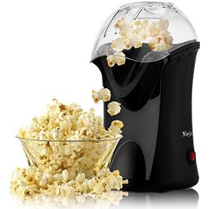Popcornmachine, 1200 W, hetelucht-popcornmaker voor thuis, vetvrij, met maatbeker en afneembaar deksel, BPA-vrij