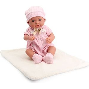 Tachan - Babypop, 40 cm, met roze breinaald, muts en sokken, met lamsdeken, levensechte fysica, beweegbare ledematen (CPA Toy Group Trading S.L. 788T00631)