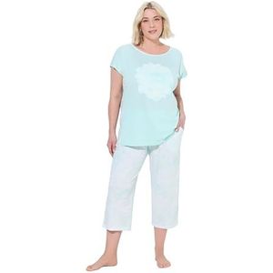 Ulla Popken - Pyjama - Mintgroen/Wit - 2-delig