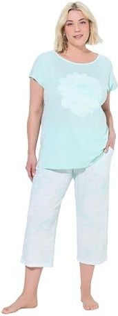 Ulla Popken - Pyjama - Mintgroen/Wit - 2-delig