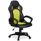 Relaxdays Gamingstoel XR9, gaming-draaistoel, comfortabele managersstoel met hoogteverstelling, racing-design, zwart-groen