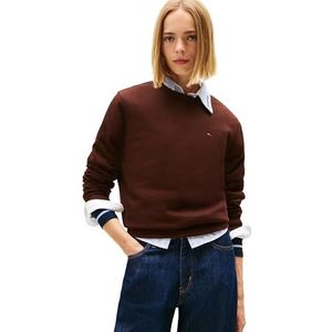 TOMMY JEANS Dames TJW REG S VLAG CREW DW0DW19959, Bruin, XXS, Bruin (Rich Brown), XXS