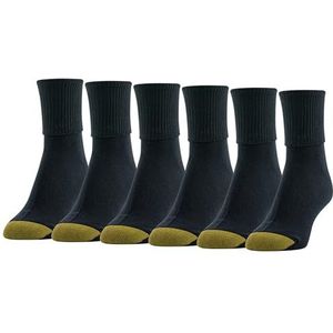 GOLDTOE Women's Classic Turn Cuff Socks, Multipairs, Black (6-Pairs), Medium