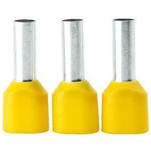 ERKO dubbele kabelterminals geleiderdoorsnede 6 mm² lengte 14 mm 100 stuks professionele gegalvaniseerde koperen kabelterminals met polyamide isolatie
