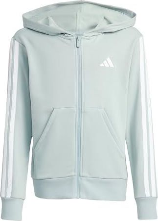 adidas Niñas ESSENTIALS FULL ZIP HOODIE, Wonder Sage/white, 7-8 Years