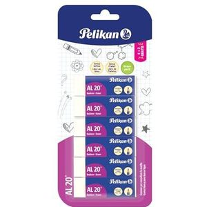 Pelikan Gum, AL 20, witte gum, voor potloden van grafiet, technisch en handgemaakt design, voor kinderen, verpakking van 6 stuks, afmetingen 65 x 21 x 12 mm