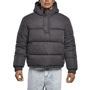 Urban Classics Winterjas voor heren, overtrekjas met korte snit, wattering en capuchon, cropped pull-overjack, maat S tot 5XL, zwart, XXL