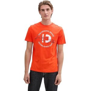 TOM TAILOR Denim 1046897 T-shirt heren, 21559 - Deep Fiery Orange, M