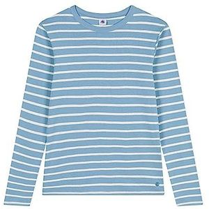 Petit Bateau T-shirt met lange mouwen voor dames, Blauw/Montelimar beige, XXS