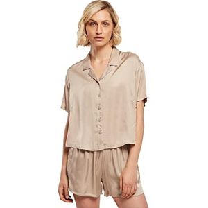 Urban Classics Dames Dames Dames Viscose Satijn Resort Shirt Hemd, Soft ttaupe, S