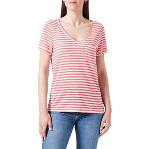 Object Dames Objtessi Slub S/S V-hals Noos T-shirt, Paradise Pink/Stripes: witte strepen, L