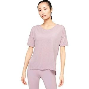 Nike Dames Yoga Layer T-shirt, zwart, geruit, M