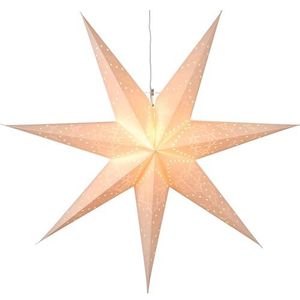 EGLO Kerstster voor binnen, decoratieve ster verlicht van papier om op te hangen, raam-lichtster in wit, 3D adventsster met kabel, E14