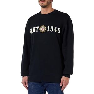 GANT Crest C-Neck Sweatshirt voor heren, zwart, XXL