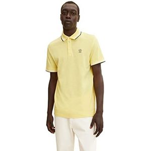 TOM TAILOR Uomini Basic Piqué poloshirt 1031601, 29832 - Yellow Curd Streaky Two Tone, L