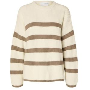 Striped pullover oversize design chunky knit sweater SLFBLOOMIE NOOS, Colour:Brown, Size:M