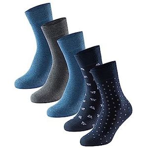 Schiesser Heren 5 Pack Kousen Stay Fresh klassieke sokken, blauw patroon, 43/46, Blau Gemustert, 43/46 EU